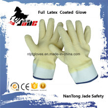 Cotton Liner with Fully Yellow Latex Crinkle Finished Safety Cuff Work Gloves